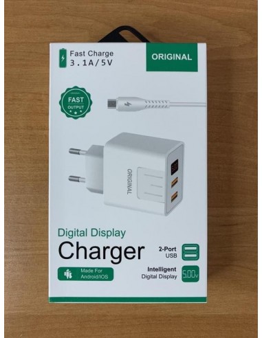 Адаптер 220v 2 usb порта, с дисплеем...