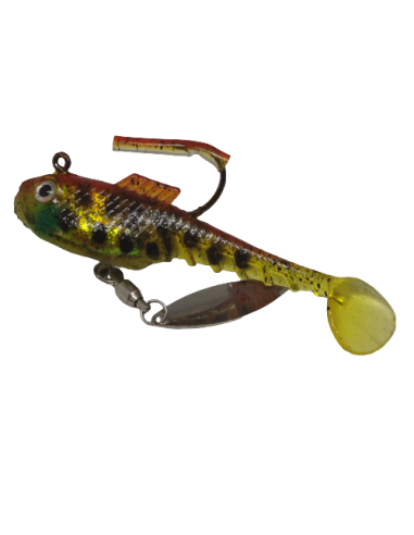 Бычок силиконовый с тейлспиннером,...