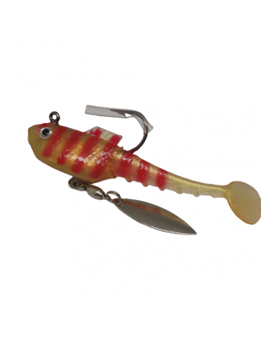 Бычок силиконовый с тейлспиннером,...