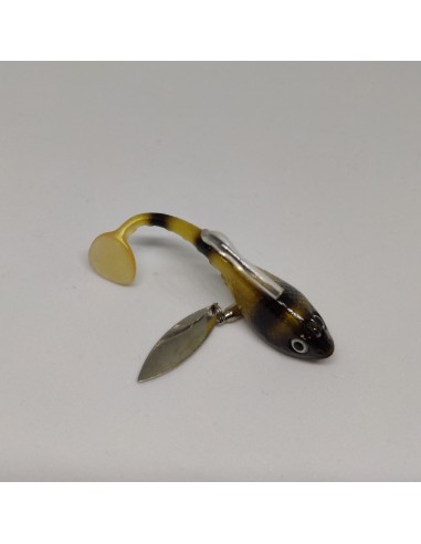 Бычок силиконовый с тейлспиннером,...